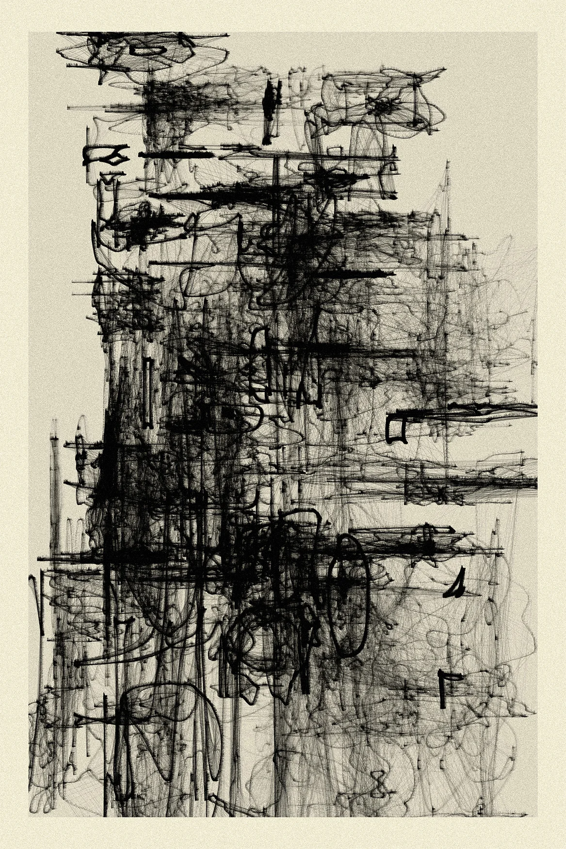 INK: a vertical field of black lines and gestures